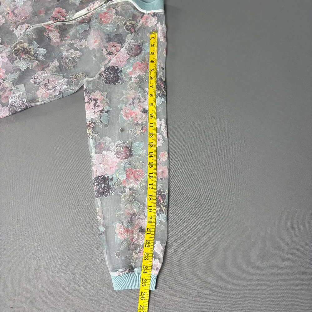 Anthropologie Maeve Sheer Floral Bomber Jacket Mesh Zip Front Size S - Picture 9 of 9